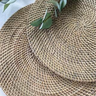 Willa Grey Rattan Round Placemats