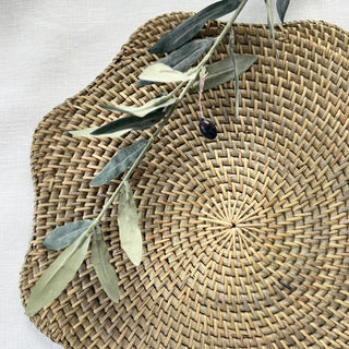 Willa Grey Rattan Round Scalloped Placemats
