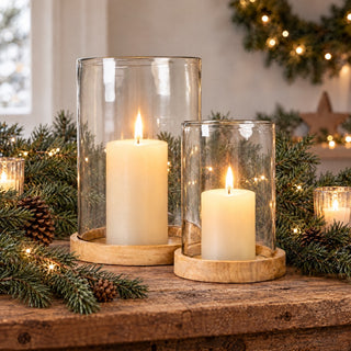 Haven Wood and Glass Candle Holder