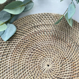 Willa Grey Rattan Round Placemats