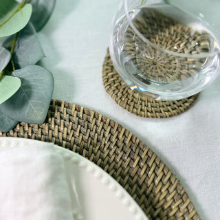 Willa Grey Rattan Coasters