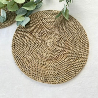 Willa Grey Rattan Round Placemats