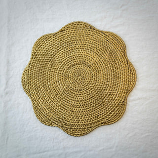 Willa Rattan Scalloped Edged Luxe Placemats