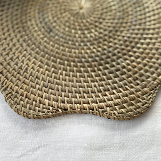 Willa Grey Rattan Round Scalloped Placemats