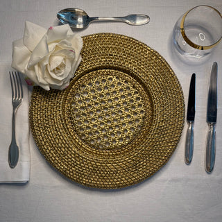 Willa Rattan Round Luxe Chargers