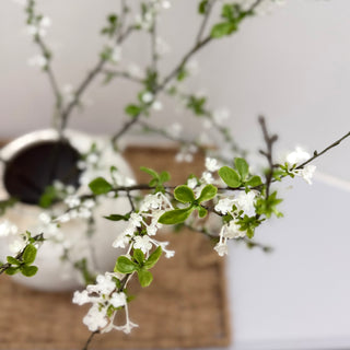 White Blossom Flowering Real Touch Faux Stem