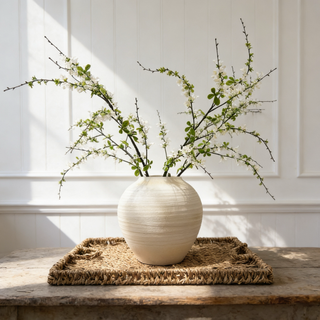 White Blossom Flowering Real Touch Faux Stem