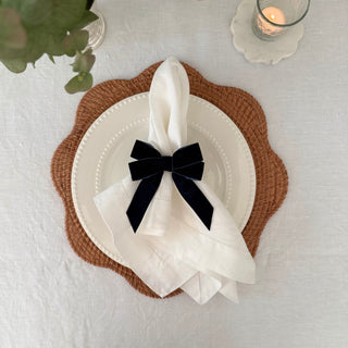 Velvet Bow Napkin Rings in Navy Blue