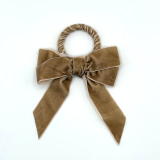 Velvet Bow Napkin Rings in Taupe