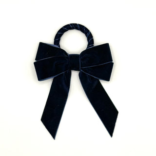 Velvet Bow Napkin Rings in Navy Blue