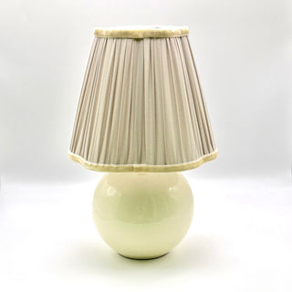 Pandy ceramic cordless lamp with dove grey scalloped edged lampshade