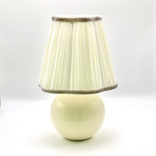 Pandy ceramic cordless lamp with cream scalloped edged lampshade