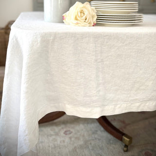 Heritage Arctic White Pure Linen Tablecloth