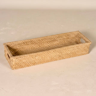 Willa Rattan Narrow Display Tray handwoven in natural rattan