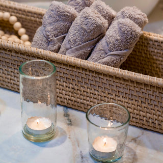 Willa Rattan Narrow Display Tray with gently lipped edge