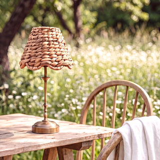 Aurora Cordless Lamp Base in Antique Brass styled in the home