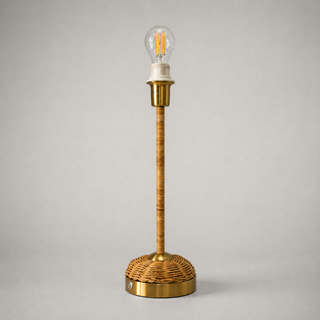 Lucia Rattan Cordless Lamp Base studio view