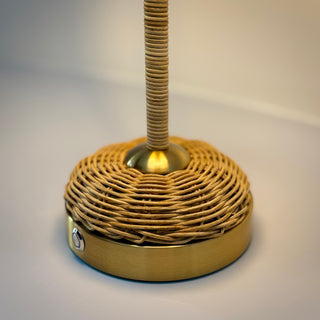Lucia Rattan Cordless Lamp Base woven rattan detail