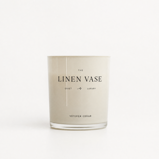 Vetiver Cedar Signature Candle studio shot on a cream background