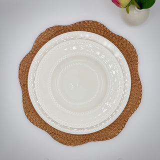Willa Rattan Scalloped Edged Chargers in natural rattan